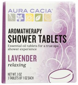 AURA CACIA: Aromatherapy Shower Tablets Relaxing Lavender 3 tablets (1 oz each), 3 oz