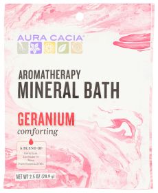 AURA CACIA: Aromatherapy Mineral Bath Comforting Geranium, 2.5 Oz