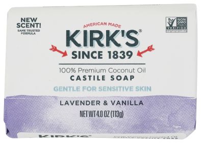 KIRKS: Castile Bar Soap Lavender and Vanilla, 4 oz