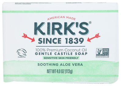 KIRKS: Gentle Castile Bar Soap Soothing Aloe Vera, 4 oz