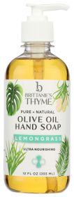 BRITTANIE'S THYME: Lemongrass Olive Oil Hand Soap, 12 oz