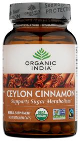 ORGANIC INDIA: Ceylon Cinnamon, 90 vc