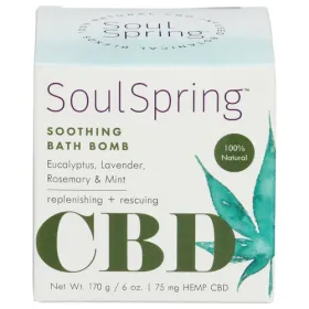 SOULSPRING: Eucalyptus, Lavender, Rosemary and Mint Bomb Bath CBD 75mg, 6 oz