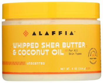 ALAFFIA: Whipped Shea Butter and Coconut Oil Unscented, 4 oz