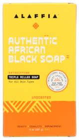 ALAFFIA: African Black Soap Bar Unscented, 8 oz
