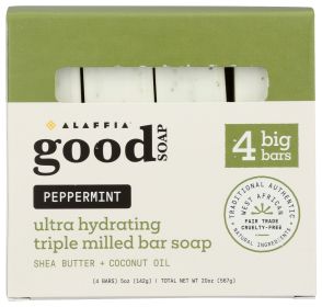 ALAFFIA: Peppermint Good Soap Bar 4 Count, 20 oz