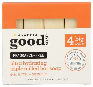 ALAFFIA: Fragrance Free Good Bar Soap 4 Count, 20 oz