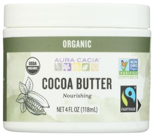 AURA CACIA: Organic Fair Trade Certified Cocoa Butter, 4 oz