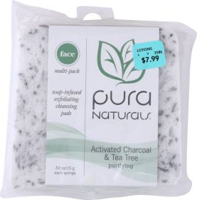 PURA: Plant-Based Face Sponge with Activated Charcoal and Tea Tree Soap, 1.59 oz