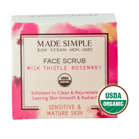 Organic Vegan Milk Thistle Rosemary FACE SCRUB for Sensitive/Mature Skin