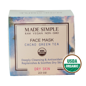 Organic Vegan Cacao Green Tea FACE MASK for Dry Skin