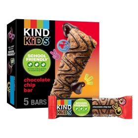 Kids Snacks, Chocolate Chip Bar, Tree Nut and Peanut Free, Gluten Free, Whole Grains and Oats, 5g Protein, 5 Count