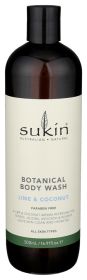 SUKIN: Lime and Coconut Botanical Body Wash, 16.9 fo